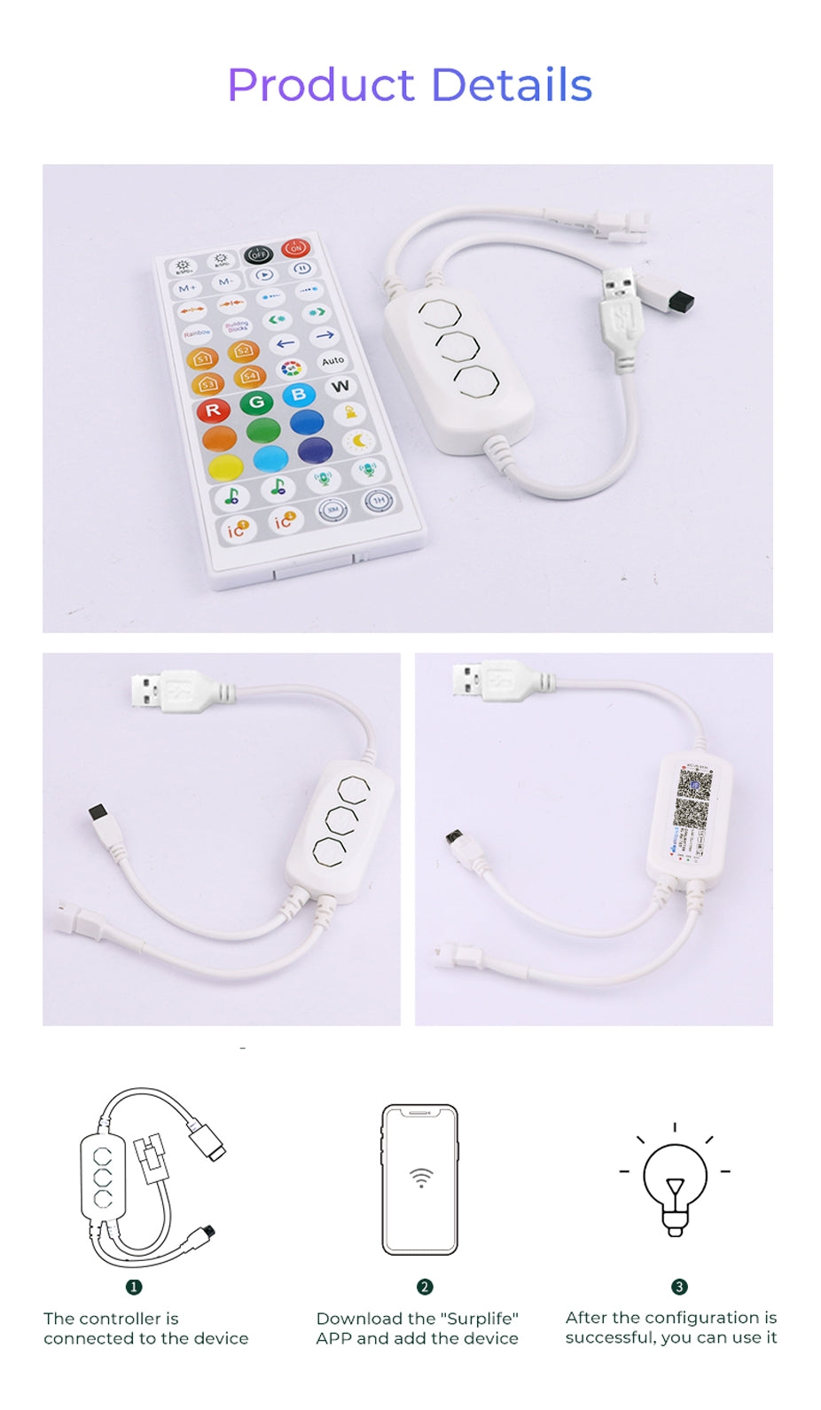 Bluetooth Pixel LED Strip Controller ZJ-BCKS-HCQ3-3K-I44C-S