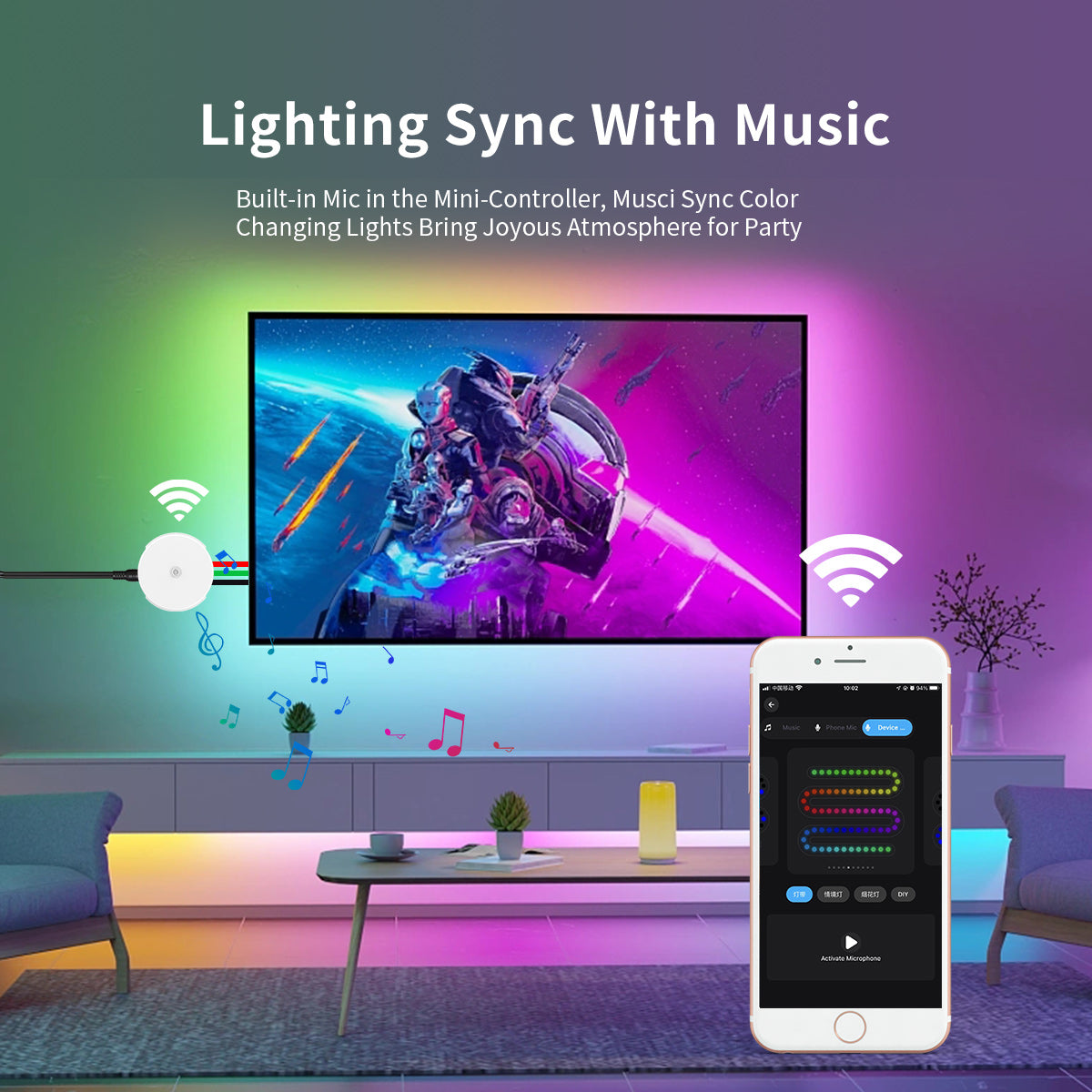 WiFi UFO Style Controller ZJ-BWCUFOS-HCQ4-1K-RGBIC