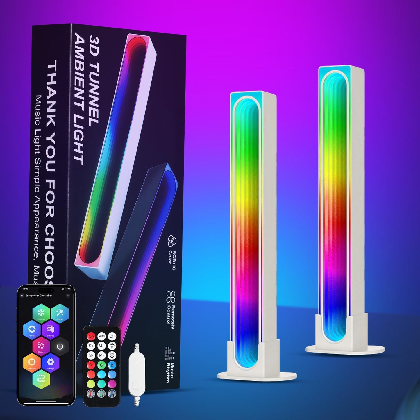 Smart Flow Light Bars, 16 Million Colors RGB 3D Tunnel Light Bars