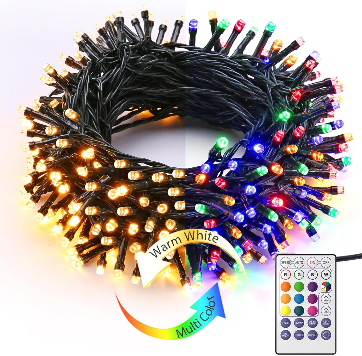 Brizled Christmas Lights, Multi-color Christmas Lights, Connectable 24V Safe Adapter Remote