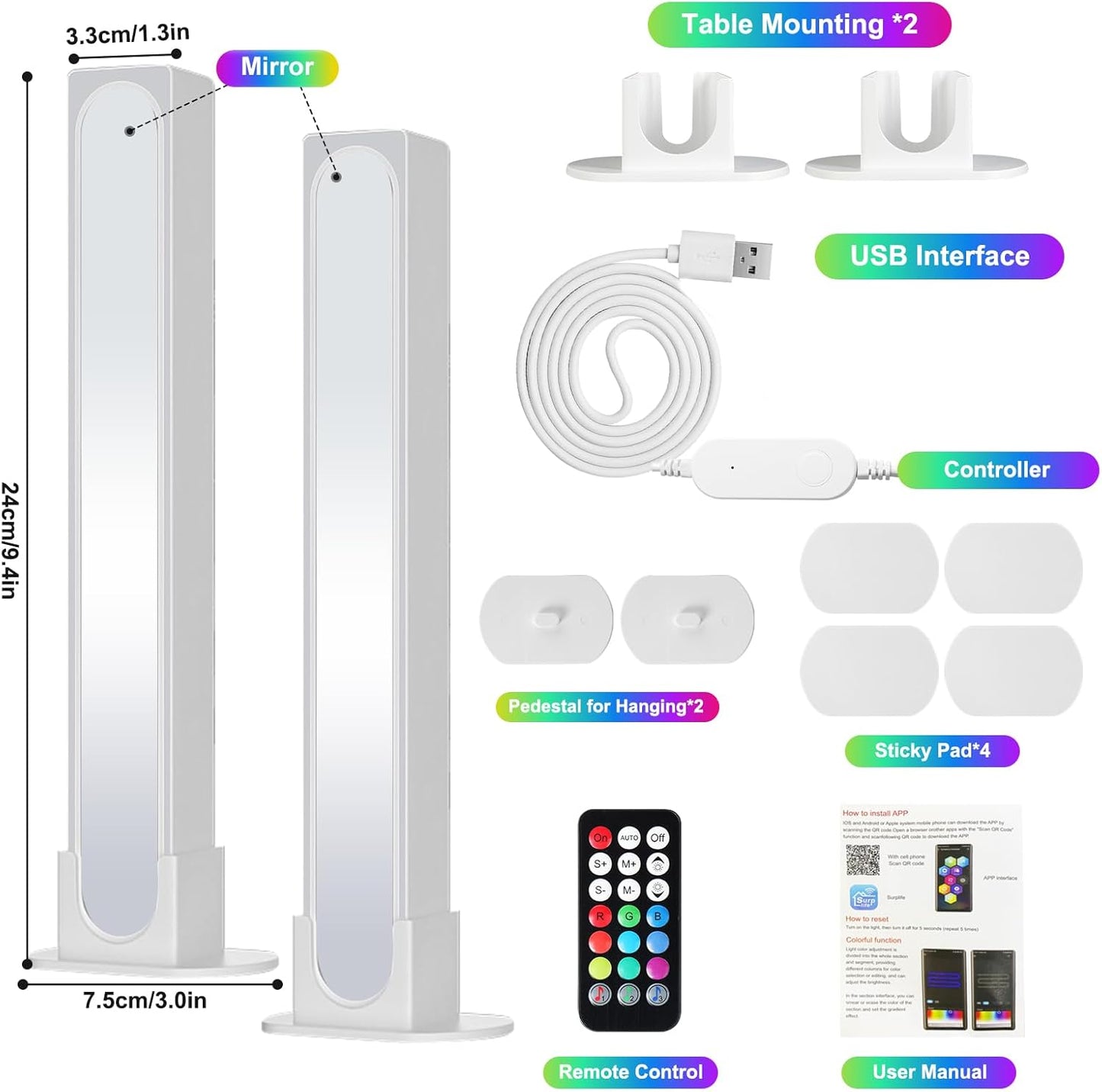 Smart Flow Light Bars, 16 Million Colors RGB 3D Tunnel Light Bars