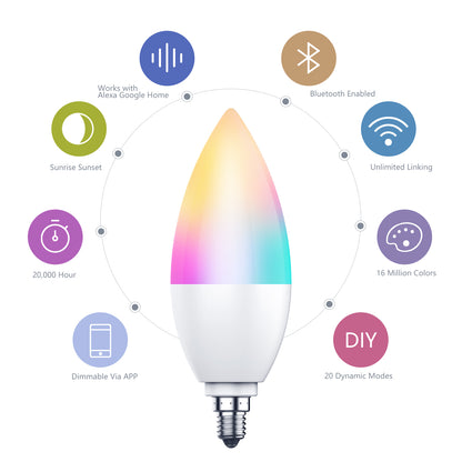 4W Bluetooth Mesh, Full Color Candle Light, RGB+CCT